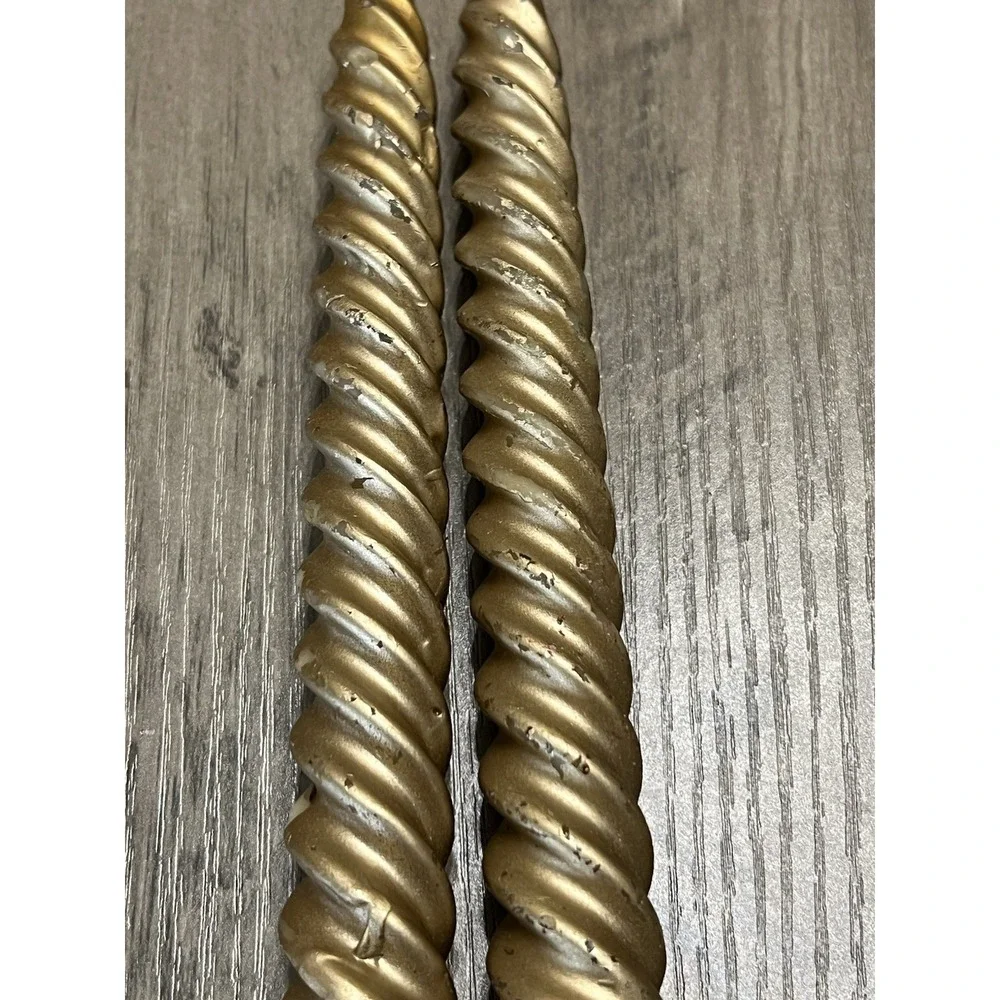 Decorative Vintage Swirl Twisted Gold Candles 1970s Retro Decor Unused Good Cond